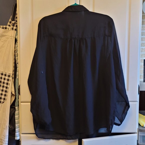 ๐2 for $30!๐ George Black Sheer Long Sleeve Button Up Blouse - Picture 4 of 9